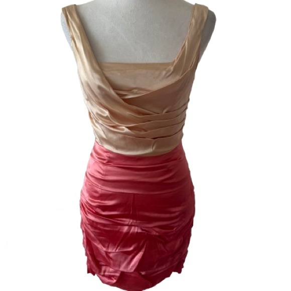 Express Dresses & Skirts - Express Tan Cowl Neck Ruched Bodycon Dress